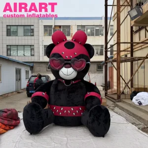 Gigante oso de peluche inflable corto, modelo de animal lindo para decoración exterior