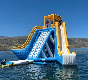 विशाल inflatable स्लाइड क्लाइंबिंग दीवारों के साथ फ्लोटिंग वाटर पार्क गेम्स एक्वा ऑब्स्टेकल inflatable वाटर पार्क बच्चों और वयस्कों के लिए