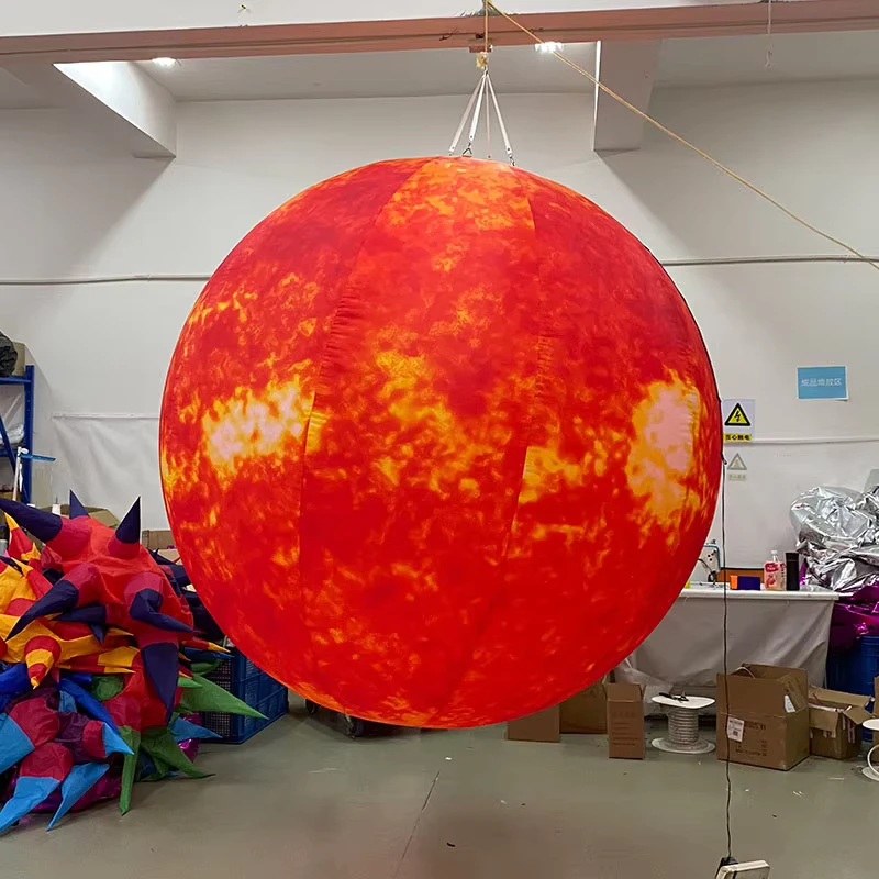 Giant Inflatable Sun Balloon Model Lighting Inflatable Planets for Space Themed Decoration