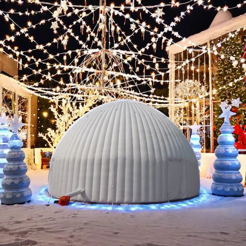 Carpa Inflable Gigante Igloo Blanca para Disco al Aire Libre Evento Personalizado Camping Fiesta Carpa Inflable de Aire