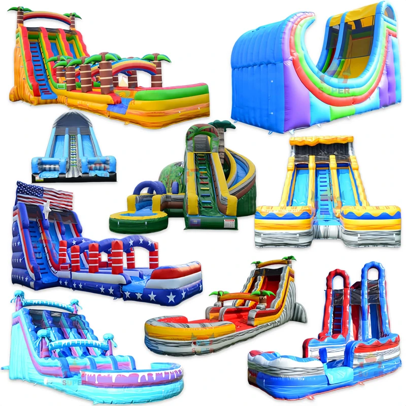Giant Inflatable Water Slide Commercial Single Dual Lane Inflatable Water Slide with Pool for Outdoor Water Park Rental