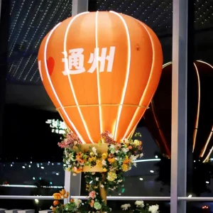 Giant Inflatable Waterproof Oxford Cloth Hot Air Balloon Model Built In Fan Custom Logo City Roof Hanging Advertising Events