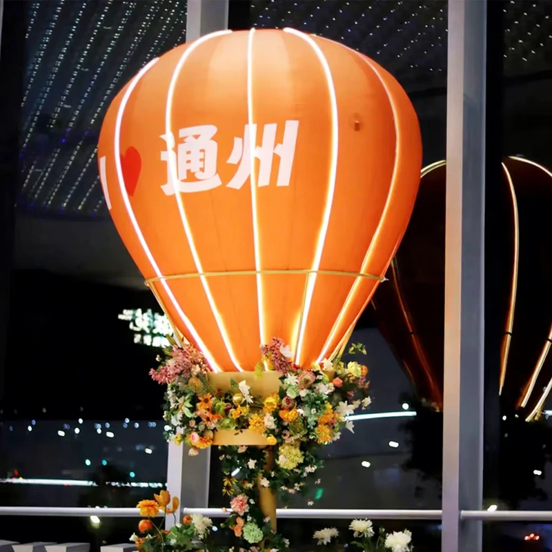 Giant Inflatable Waterproof Oxford Cloth Hot Air Balloon Model Built In Fan Custom Logo City Roof Hanging Advertising Events