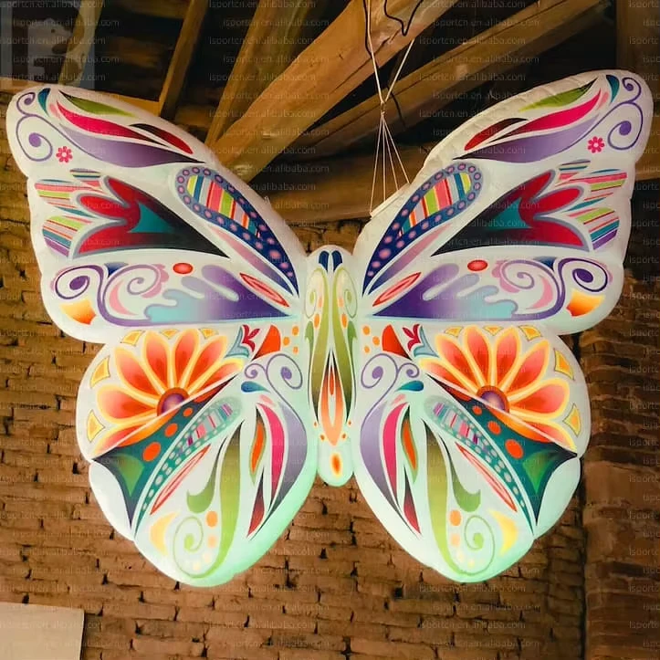 Kupu-kupu Inflatable LED Raksasa yang Digantung, Ornamen Sayap Berwarna-warni untuk Iklan, Venue Pernikahan, Festival Bunga Taman