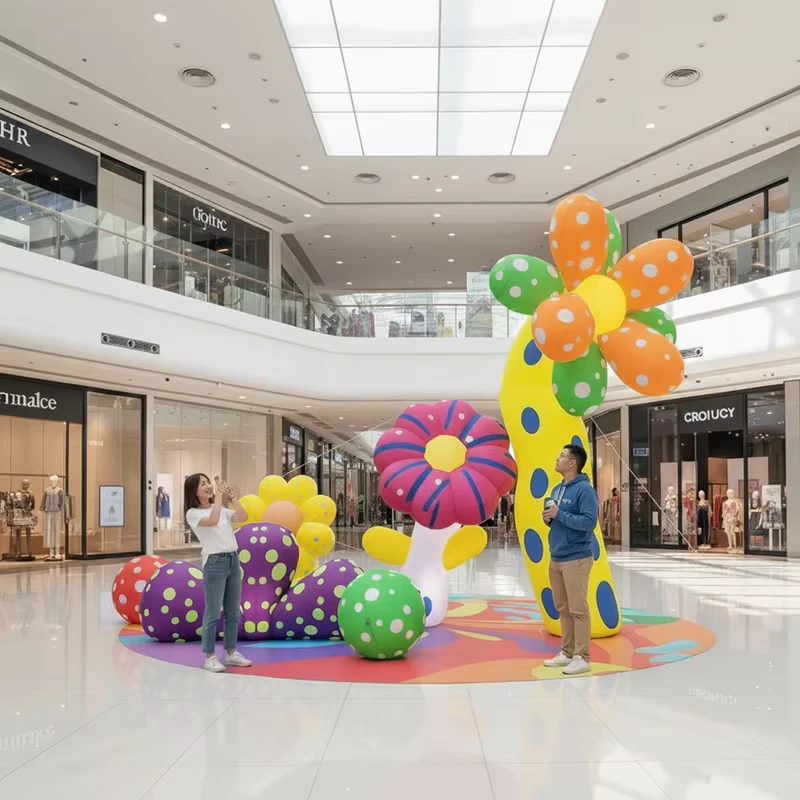 Giant LED Inflatable Flower Art Installation for Shopping Mall Atrium Displays and Commercial Festival Decoration