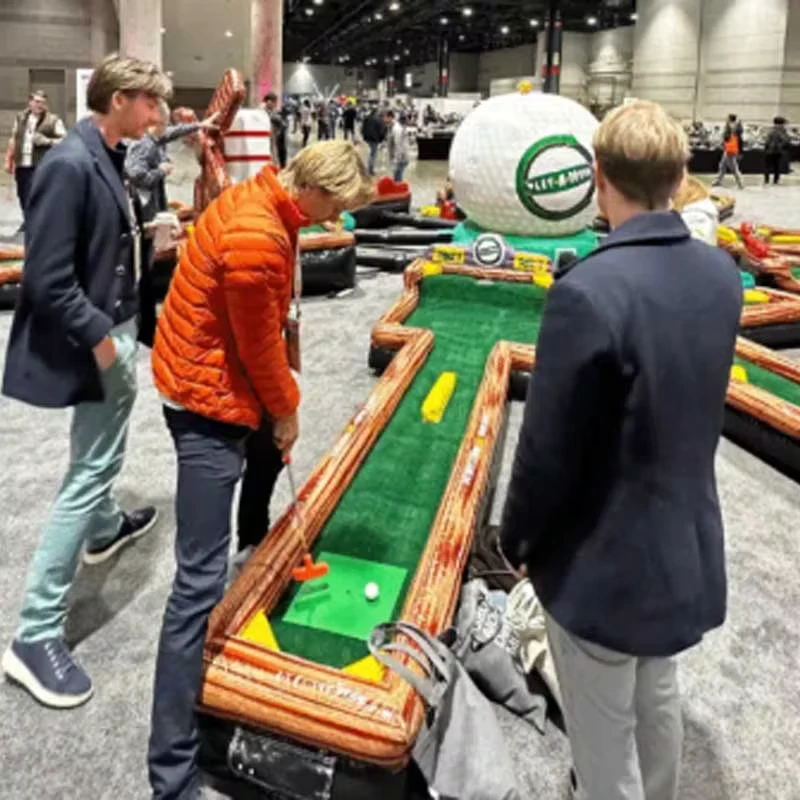 Sân golf mini khổng lồ bơm hơi, chất liệu PVC, chống nước, trò chơi golf mini trong nhà và ngoài trời, cho thuê sự kiện, công viên giải trí