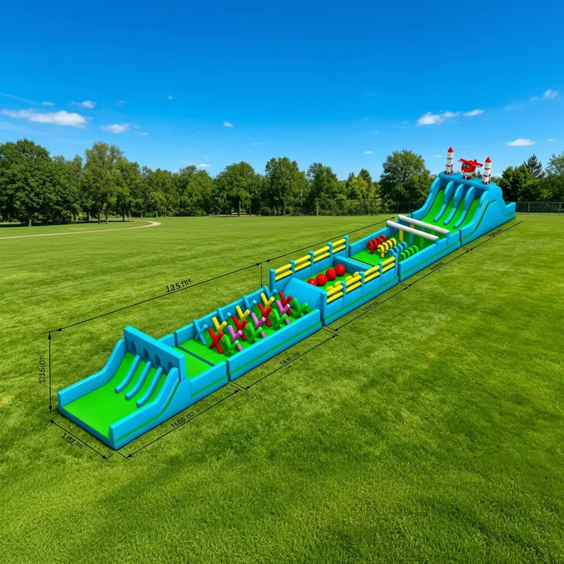Giant Modular Inflatable Obstacle Course Commerciale 0,55 mm PVC 5K Run Event Games Noleggio Castello Gonfiabile Scivolo Europa Modello DFRL