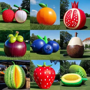 Giant Orange Strawberry Fruit Cartoon Inflatable Weatherproof