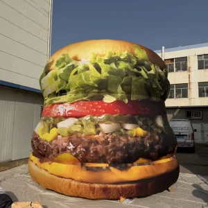 Giant Outdoor Advertising Inflatable Burger Model Custom Large Inflatable Hamburger for Fast Food Restaurant Promotion