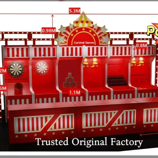 Giant Outdoor Amusement Arcade Booth with Waterproof Plastic Roof Certified Theme Park Prize Game Machine Customized Size Color