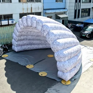 Giant Outdoor Inflatable Shell Tent with Marble Texture Arch Oxford Cloth Built-In Fan for Weddings & Events Decoration
