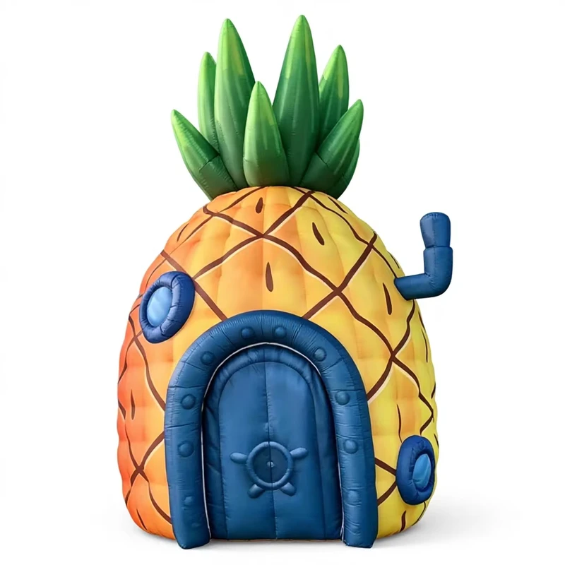 Tenda a forma di ananas gonfiabile in tessuto Oxford gigante, durevole, con ventilatore integrato per feste per bambini e decorazioni per eventi