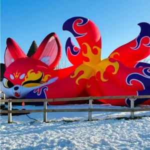 Modello gonfiabile a forma di volpe gigante in PVC per esposizioni e pubblicità nei centri commerciali