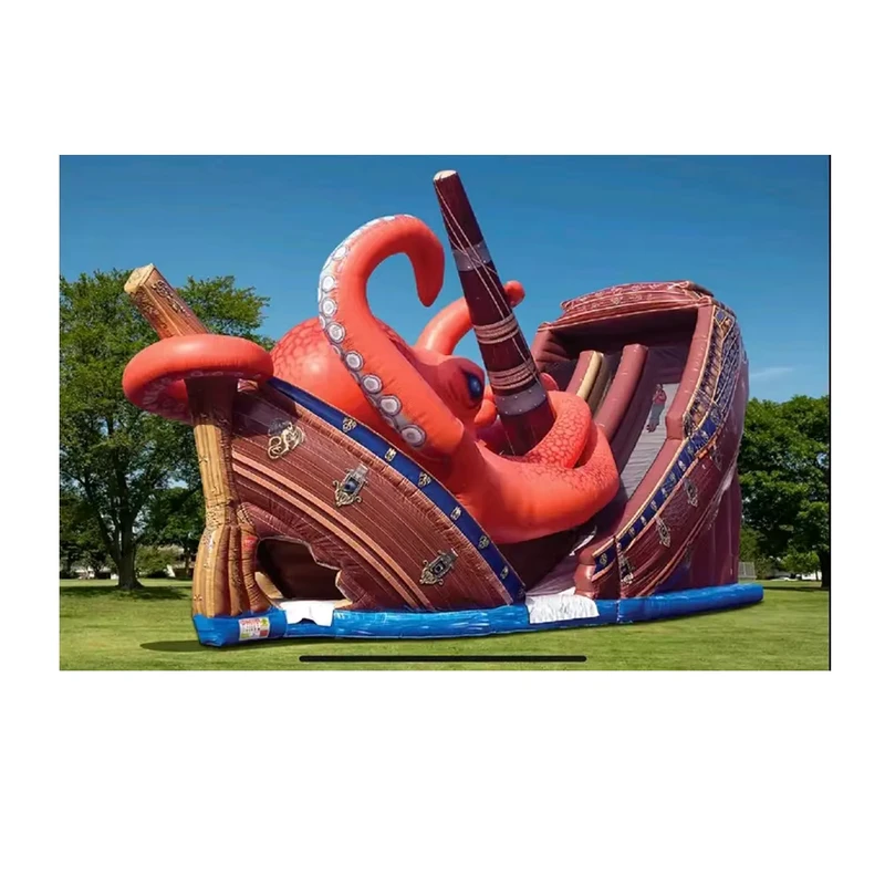 Castelo Inflável Seco Gigante de Tecido de PVC com Jogo do Polvo Vermelho a Bordo