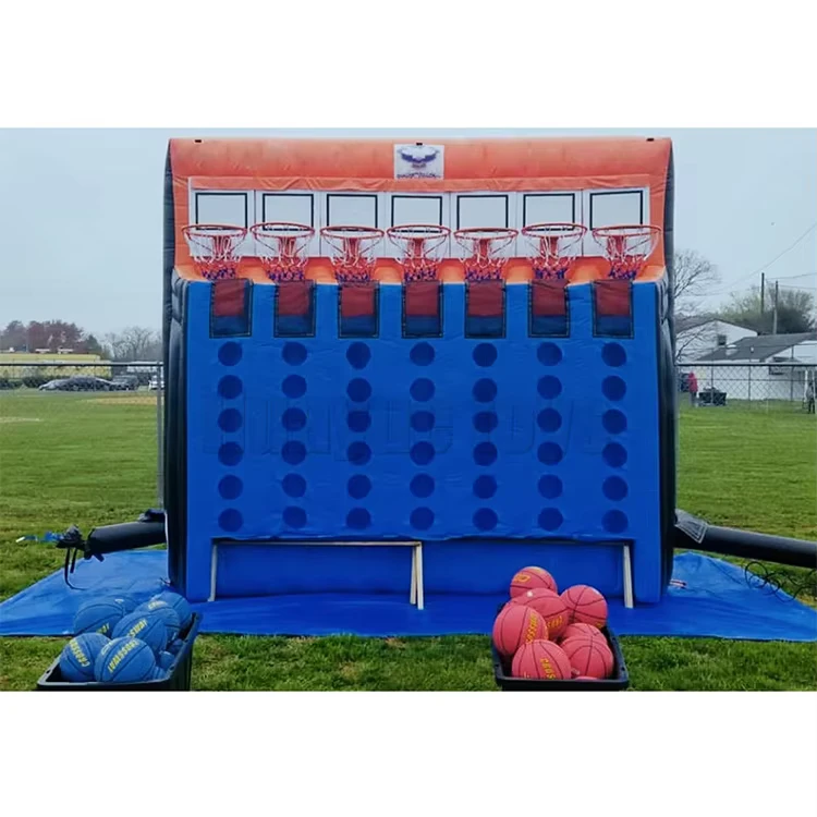 Jogo Inflável de Basquetebol Connect 4 para Aluguer de Festas - Mira Alvo de Basquetebol Inflável