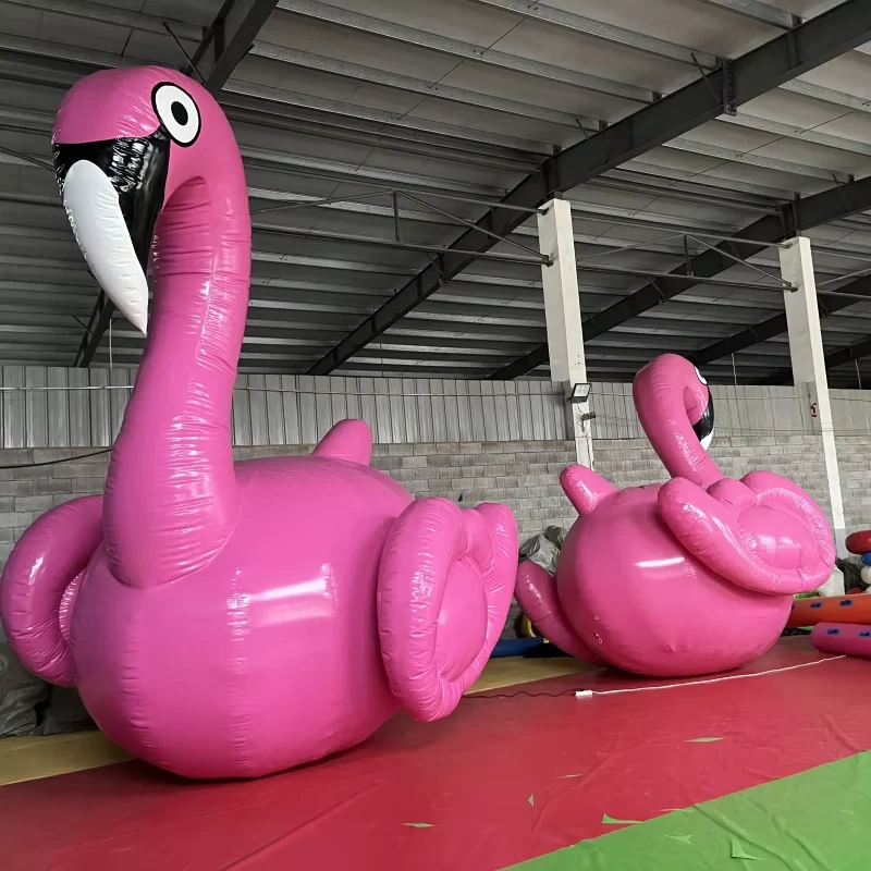 Model Kartun Flamingo Inflatable Merah Jambu Raksasa untuk Dekorasi Iklan Outdoor