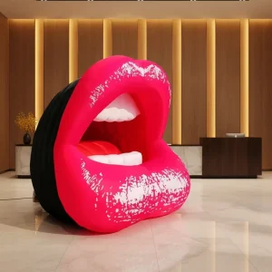 Giant Red Inflatable Mouth Model with Long Tongue for Concert Stage Decoration