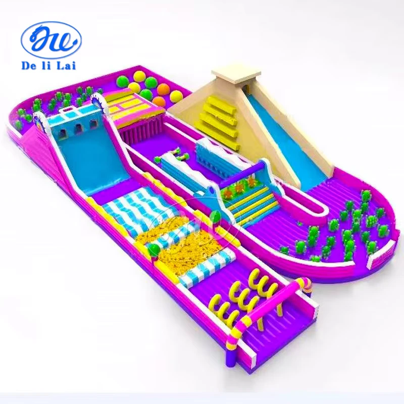 Công viên chướng ngại vật hơi khổng lồ màu đỏ PVC cho trẻ em và người lớn, sức chứa 65 người, sử dụng ngoài trời 4 năm, chứng nhận CE