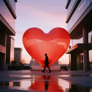 Bộ trưng bày bơm hơi Valentine khổng lồ với trái tim, Cupid và những bức thư tình