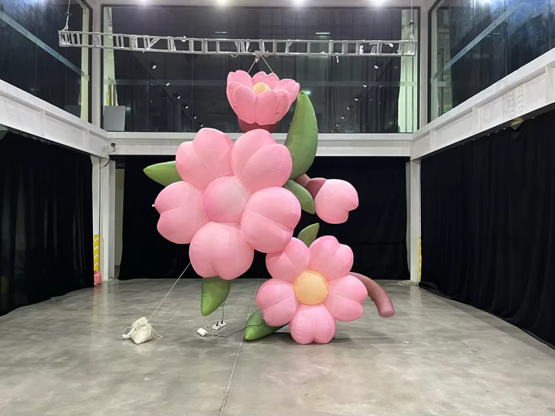 Cadenas de Flores Inflables Rosadas, Modernas y Resistentes al Agua para Decoración de Eventos, con Luz LED, Fácil Instalación, Colores Personalizables