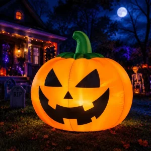Riesige wasserdichte LED-Lichter mit verstärkten Nähten aus Oxford-Stoff, aufblasbarer Kürbis für Halloween-Dekoration im Freien