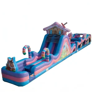 Gingerbread Candy Land Themed Inflatable Obstacle Course Slide PVC Material Eco Friendly Kids Adventure Play Equipment