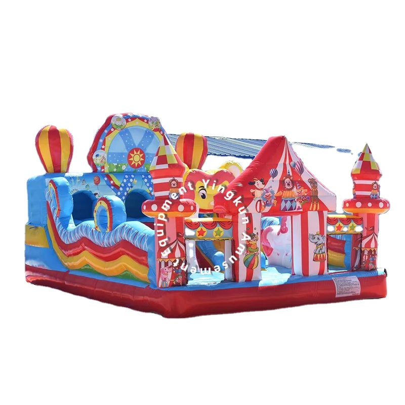 Castello Gonfiabile a Tema Ruota in PVC Tarpaulin da 0.55mm con Scivolo, Ventilatore, Design Modulare e Logo Personalizzato, Facile da Montare (100-500kg)