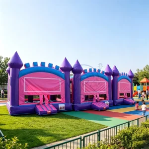 Istana Bouncy Komersial Inflatable untuk Pesta Anak Perempuan Rumah Bouncing Berwarna Merah Muda