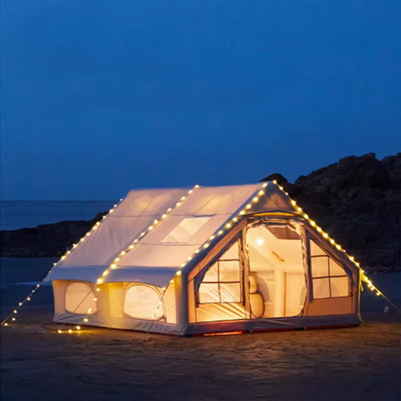 Tenda Inflável em Oxford para Glamping, à Prova de Água, Quatro Estações, com Janela para Observação de Estrelas, Montagem Rápida, Equipamento de Camping ao Ar Livre