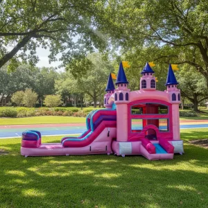 Glitter Grand Royal Castle Commercial Inflatable Bounce House with Slide Wet or Dry Combo for Rental Business