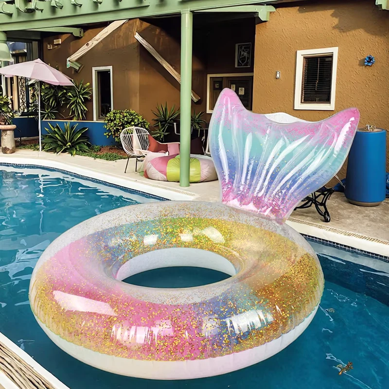 Anello Gonfiabile Colorato Glitterato per Piscina e Feste