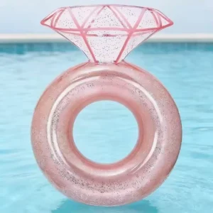 Glittering Diamond Shape Inflatable Pool Ring Sparkling Swimming Circle for Girls and Pool Parties