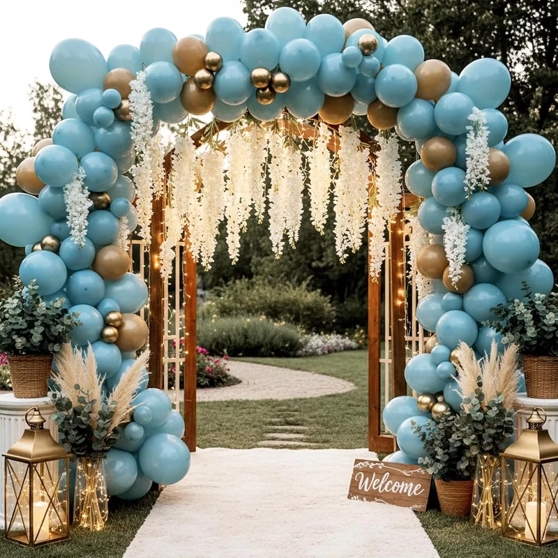 Set di palloncini in lattice lucido blu polvere per decorazioni di festa, feste di fidanzamento, baby shower, compleanni, feste di Pasqua