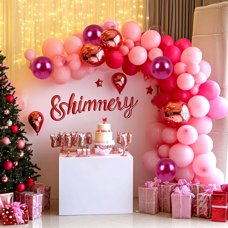 Set di Palloni in Lattice Rosa Lucido da 60 Pezzi per Decorazioni di Compleanno, Matrimonio, Baby Shower e Festa della Mamma