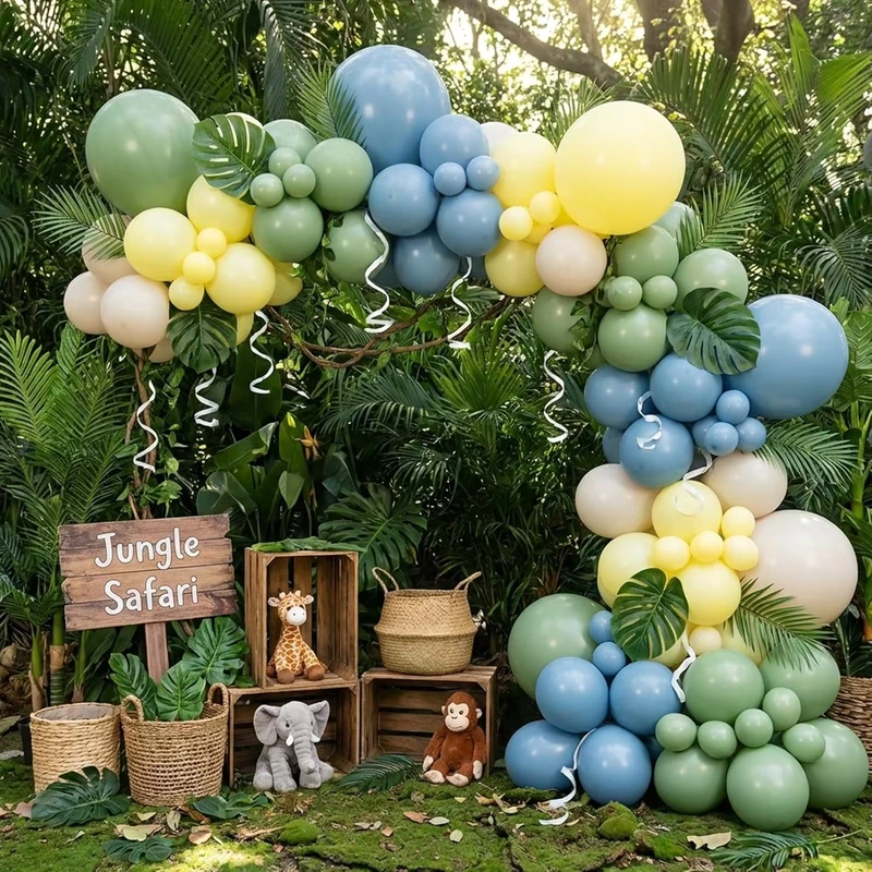 Juego de Globos de Látex Brillantes en Verde Salvia, Rosa, Azul y Amarillo para Baby Showers y Bodas 60 Globos de 12 Pulgadas