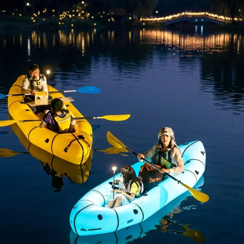Caiaque Inflável 3m para 2 Pessoas com TPU Leve e Fundo Resistente ao Desgaste para Viagens em Lago