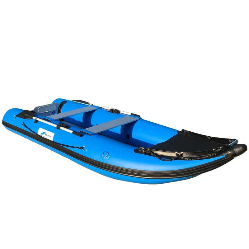Goboat GTK370 12ft Fabrikverkauf 36kg Aufblasbares PVC-Kajak für Angeln Sport Yacht 5PS Außenbordmotor 2 Personen faltbar