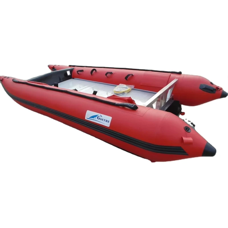 Goethe Factory GTG430 Thundercat Aufblasbares Pontonboot 430cm Rot Aluminium PVC für Driften Surfen Sport Motor Inklusive