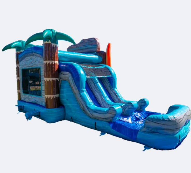 Castello Gonfiabile da Spiaggia con Scivolo Acquatico Combinato per Feste Estive, Moonwalk Bounce House Combo