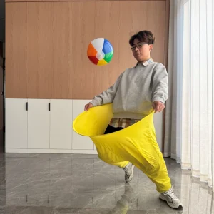 Granny Pants Yard Game Set Elastic Cloth Jumping Race Game with Inflatable Ball for Family Outdoor Party