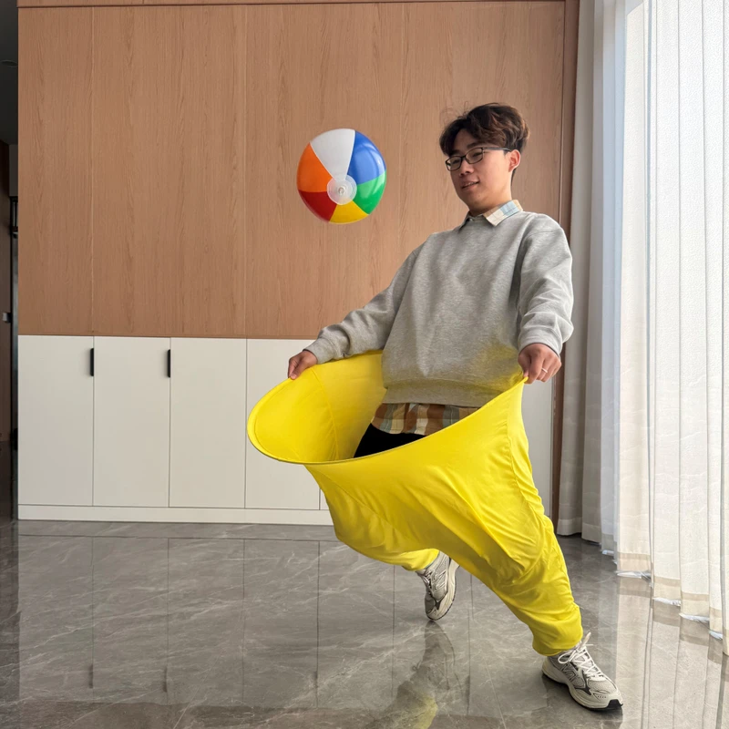 Granny Pants Tuinspel Set Elastische Stof Springrace Spel met Opblaasbare Bal voor Familie Buitenfeest
