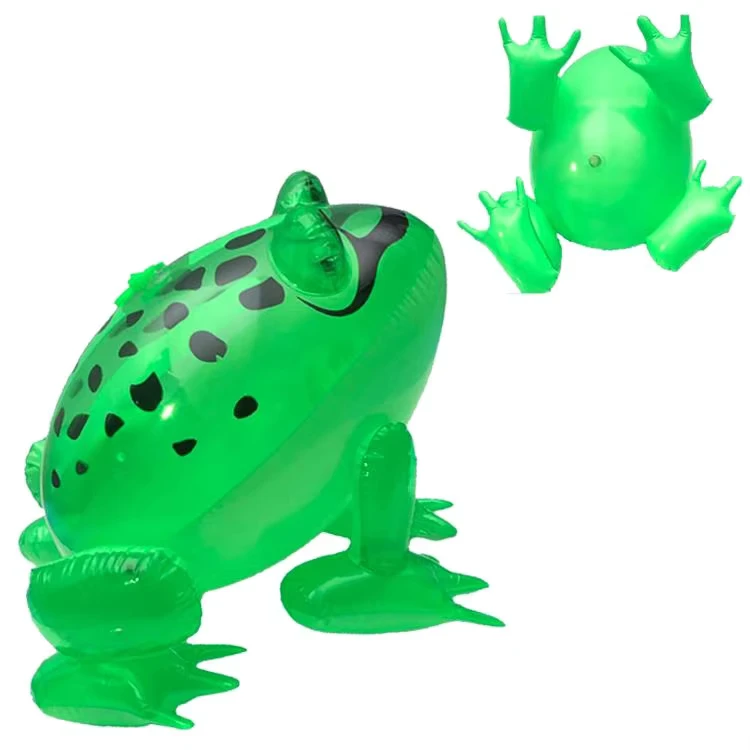 Green 14 Years & up PVC Inflatable Frog Jumping Toy