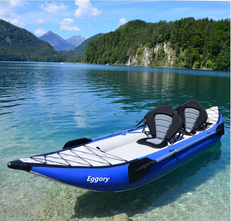 Green Color 0.9mm PVC Double Person Inflatable Fishing Kayaks