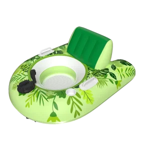 ลอยน้ำธีมดอกไม้สีเขียวแบบมอเตอร์สำหรับผู้ใหญ่ พร้อมวงแหวนว่ายน้ำ PVC เป็นมิตรกับสิ่งแวดล้อม ความจุ 100-500 กก.