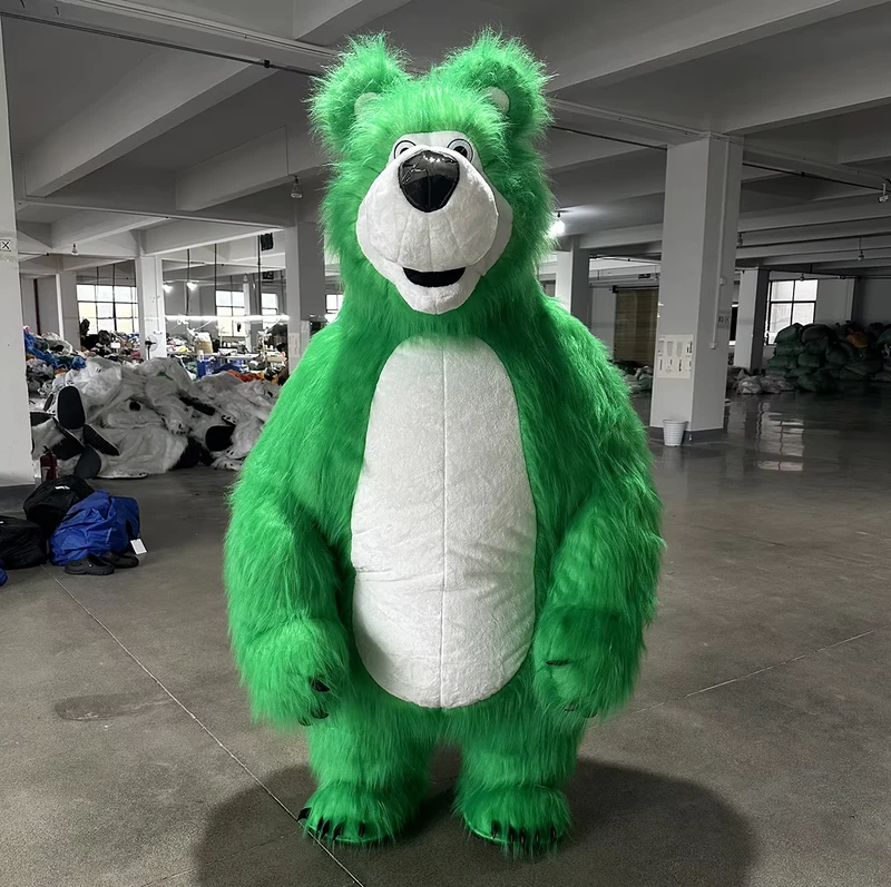 Grünes aufblasbares Maskottchenkostüm Fursuit Plüsch Erwachsener Anime Cosplay individuelles Maskottchen Karneval Tier