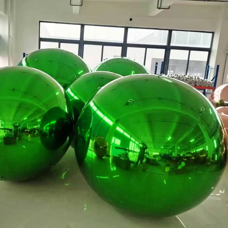 Palla Specchiante Verde Lucida Gonfiabile Sfera Riflettente Decorazione per Feste e Matrimoni Grande Palla Gonfiabile
