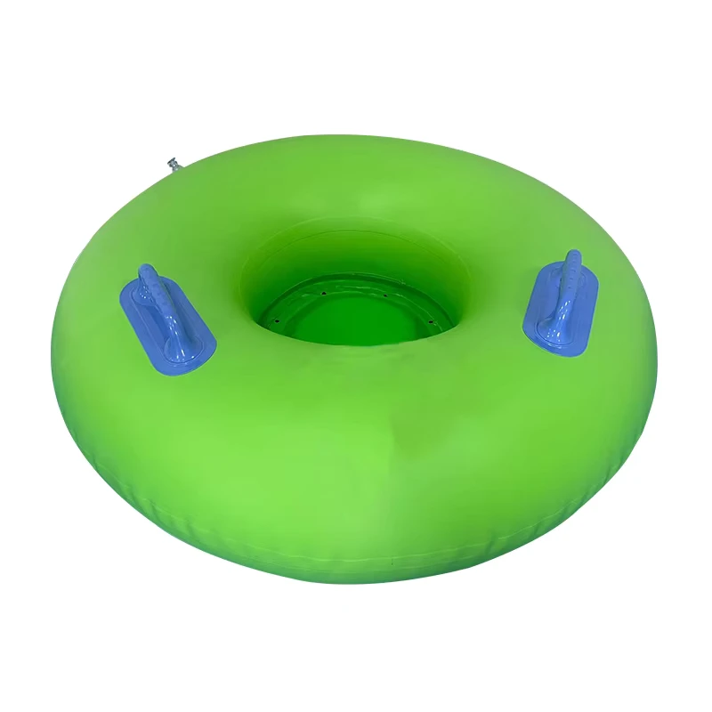 Tubo inflable verde para parque acuático con fondo