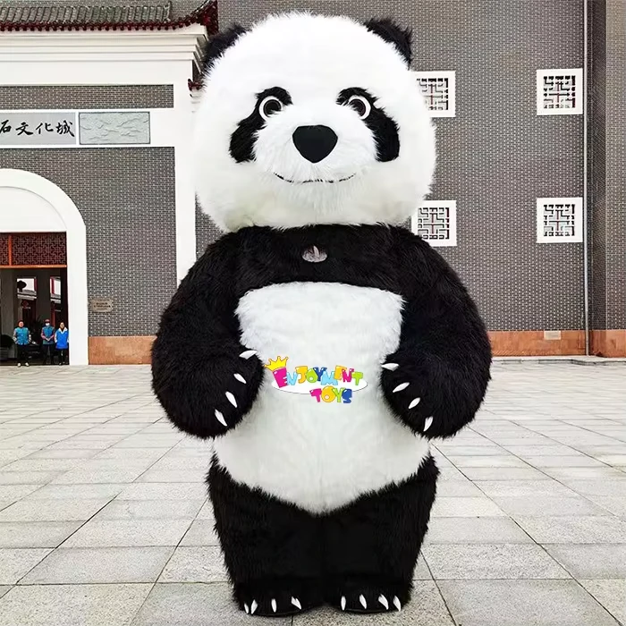 Đồ họa gấu trúc khổng lồ tùy chỉnh từ Guangzhou Enjoyment, trang phục gấu trúc bơm hơi dễ thương cho bữa tiệc người lớn