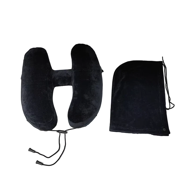 H Shaped Inflatable Airplane Pillow Neck Travel Pillow With Hoodie