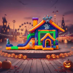 Halloween Bounce Castle Single Lane Slide Inflatable Jumping Bouncer with Slide for Holiday Jumping Air Castle